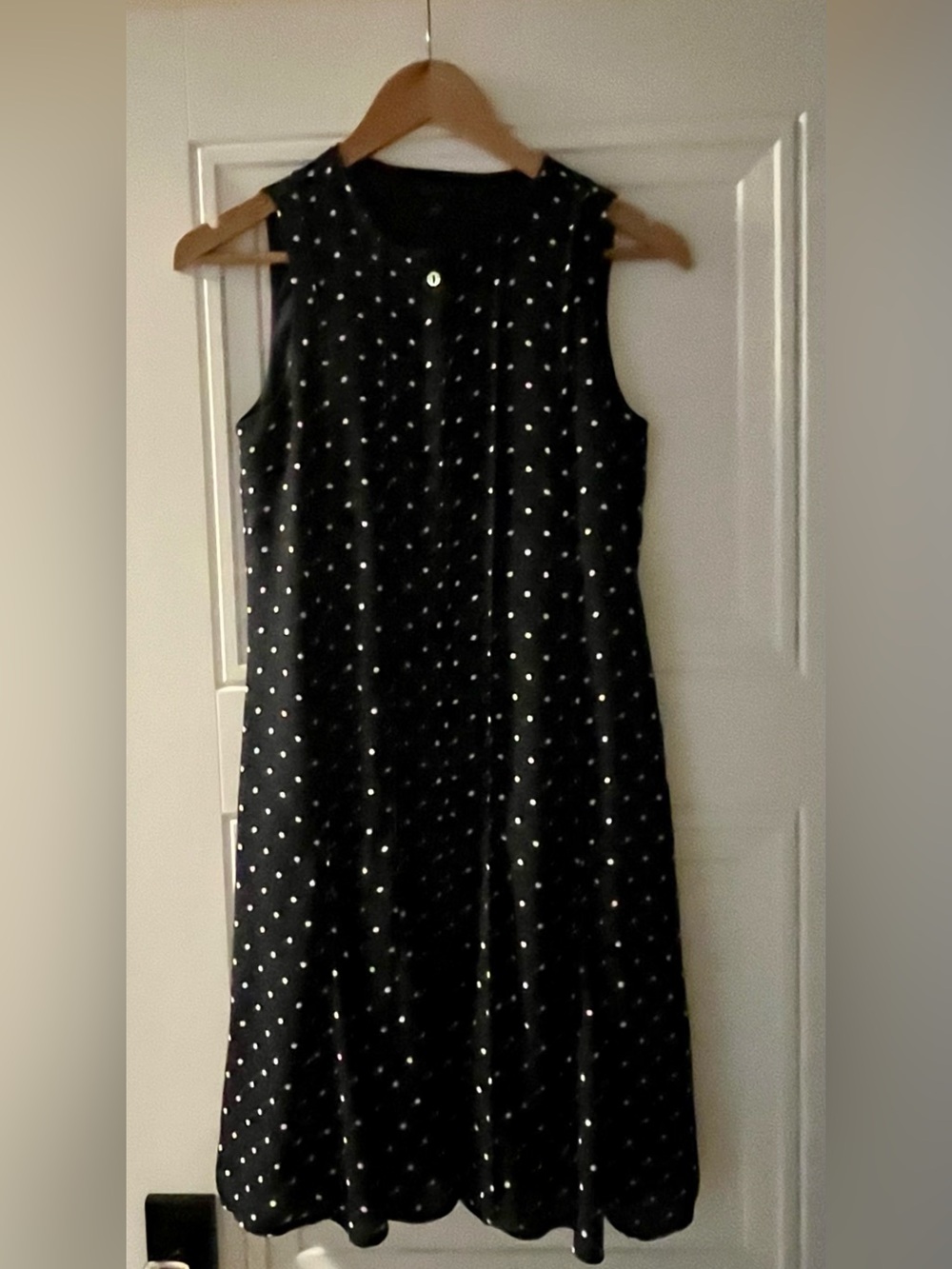 Ann Taylor Navy and White Polka Dot Sleeveless A-Line Dress Size 2P